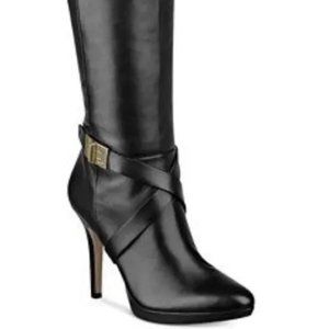 Marc Fisher "Tracey" Women's Black Leather Stiletto Knee High Boots Size 8M